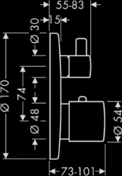 Bild von AXOR Uno Thermostat Unterputz mit Ab- und Umstellventil, Art.Nr. 38720000