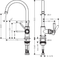 Bild von AXOR Montreux Einhebel-Waschtischmischer 210 ohne Zugstange, Art.Nr. 16518000