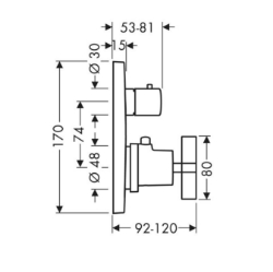 Bild von AXOR Citterio Thermostat Unterputz mit Ab-/ Umstellventil mit Kreuzgriff, Art.Nr. 39725000