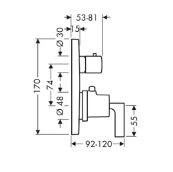 Bild von AXOR Citterio Thermostat Unterputz mit Absperrventil mit Hebelgriff, Art.Nr. 39700000