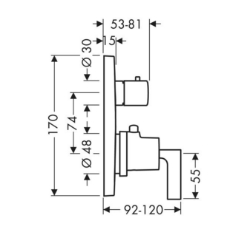 Bild von AXOR Citterio Thermostat Unterputz mit Ab-/ Umstellventil mit Hebelgriff, Art.Nr. 39720000