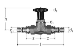 Bild von JRG Geradsitzventil LegioStop mit Übergang und aufgeschraubten Pressenden Mepla, PN 16, d 32, DN 25 - Art.Nr. : 5359.032