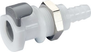 Bild von CPC Kupplungen 5/16 Hose Barb Non-Valved Panel Mount  Acetal (POM) Coupling Body - 25 Stk,  Art.Nr. : APC16005