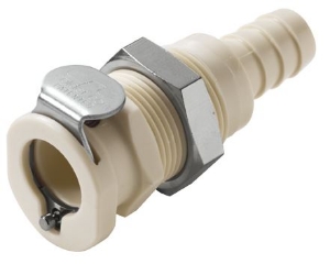 Bild von CPC Kupplungen 3/8 Hose Barb Non-Valved Panel Mount Polypropylene Coupling Body- 25 Stk,  Art.Nr. : PLC1600612