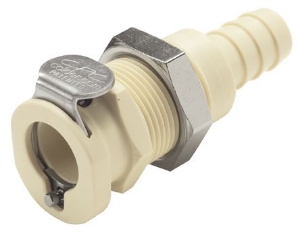 Bild von CPC Kupplungen 3/8 Hose Barb Valved Panel Mount Polypropylene Coupling Body- 25 Stk,  Art.Nr. : PLCD1600612