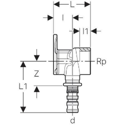 Bild von Geberit Mepla Anschlusswinkel 90°, DN 15, d 20 mm, Art.-Nr. 602.289.00.5