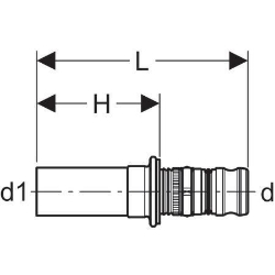 Bild von Geberit Mepla Übergang auf Geberit Mapress, mit Einschubende, DN 15, d 20 mm, Art.-Nr. 602.508.00.5