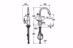 Bild von KWC EVE Küche edelstahl A 190 Hebelmischer Auszugauslauf verdeckt Neoperl Caché bis 600 mm aus, stahl,seitenbed.,flex-PEX 3/8", Art.Nr. : 10.111.102.700FL