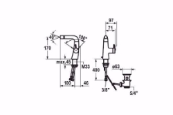 Bild von KWC ZOE Bidet chromeline A 100 Hebelmischer Auslauf fest Kugelgelenk-Neoperl Caché, chromeline, mit Ablaufventil, flex-PEX 3/8", Art.Nr. : 13.201.041.000FL