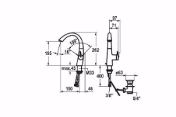 Bild von KWC ZOE Waschtisch chromeline A 150 Hebelmischer Schwenkauslauf 90° Neoperl Caché OptimalSpace, chromeline, mit Ablaufventil, flex-PEX 3/8", Energie-Etikette A, Art.Nr. : 12.208.131.000FL