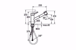 Bild von KWC INOX Küche edelstahl/schwarz matt A 235 Hebelmischer Auszugbrause mit SprayClean bis 700 mm aus, st/schwarz-matt, flex-PEX 3/8", Art.Nr. : 10.271.033.736FL