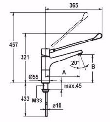 Bild von KWC GASTRO Küche Schwenka. A300, chromeline, langer Hebel, flex-PEX 3/8", Art.Nr. : 24.501.104.000LLFL