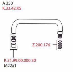 Bild von KWC GASTRO Schwenkauslauf A350, Chromeline T215 1/2", Art.Nr. : K.33.42.K5.000