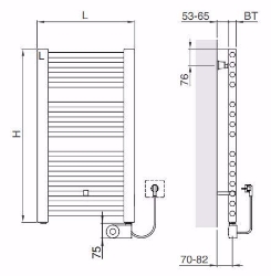 Bild von Arbonia Bagnostar BSTW120 450 AF FKS RE, H: 1200 mm, 600 W, L: 450 mm, weiss, Art.Nr. : BSTW120 450 AF FKS RE