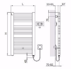 Bild von Arbonia Bagnostar Watt BSTW80 500 AF WFC LI, H: 800 mm, 400 W, L: 500 mm, weiss, Art.Nr. : BSTW80 500 AF WFC LI