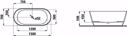 Bild von Laufen PRO - Freistehende Badewanne, aus Verbundwerkstoff Marbond, 1500 x 700 x 610,  Art.Nr. : H2439520000001