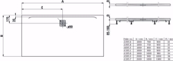 Bild von Laufen PRO - Duschwanne, aus Verbundwerkstoff Marbond, superflach, rechteckig, Ablauf an langer Seite, 1800 x 800 x 33,  077, hellgrau matt , Art.Nr. : H2109550770001