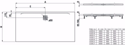 Bild von Laufen PRO - Duschwanne, aus Verbundwerkstoff Marbond, superflach, rechteckig, Ablauf an langer Seite, 1800 x 700 x 32,  077, hellgrau matt , Art.Nr. : H2149560770001