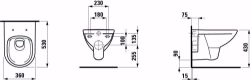 Bild von Laufen PRO - Wand-WC 'rimless', Tiefspüler, ohne Spülrand, 560 x 360 x 400,  000, weiss , Art.Nr. : H8209600000001