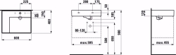 Bild von Laufen KARTELL BY LAUFEN - Waschtisch, Ablage links, mit verdecktem Ablauf, 600 x 460 x 120 757, weiss matt 1 Loch rechts für Mischeinheit, Art.Nr. : H8103357578151