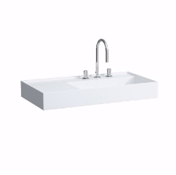 Bild von Laufen KARTELL BY LAUFEN - Waschtisch, Ablage links, mit verdecktem Ablauf, 900 x 460 x 120 757, weiss matt 1 Hahnloch/ohne Überlauf, Art.Nr. : H8103397571111