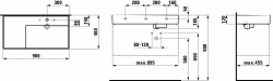 Bild von Laufen KARTELL BY LAUFEN - Waschtisch, Ablage links, mit verdecktem Ablauf, 900 x 460 x 120 757, weiss mattohne Hahnloch/ohne Überlauf, Art.Nr. : H8103397571121