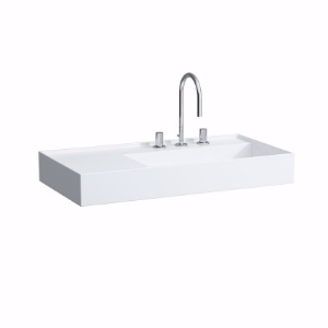 Bild von Laufen KARTELL BY LAUFEN - Waschtisch, Ablage links, mit verdecktem Ablauf, 900 x 460 x 120 000, weiss 3 Hahnlöcher/ohne Überlauf, Art.Nr. : H8103390001581