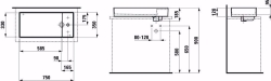 Bild von Laufen KARTELL BY LAUFEN - Waschtisch-Schale mit Armaturenbank, mit verdecktem Ablauf, 750 x 350 x 120 759, grau matt 1 Hahnloch/ohne Überlauf, Art.Nr. : H8123327591111