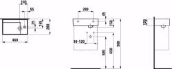 Bild von Laufen KARTELL BY LAUFEN - Handwaschbecken, Armaturenbank rechts, mit verdecktem Ablauf, 460 x 280 x 120 000, weissohne Hahnloch/ohne Überlauf, Art.Nr. : H8153340001121