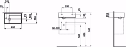 Bild von Laufen KARTELL BY LAUFEN - Handwaschbecken, Armaturenbank links, mit verdecktem Ablauf, 460 x 280 x 120 000, weiss 1 Hahnloch/ohne Überlauf, Art.Nr. : H8153350001111