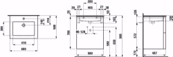 Bild von Laufen KARTELL BY LAUFEN - Komplettset 600 mm, Waschtisch 'slim' mit Waschtischunterbau mit 2 Schubladen, inkl. Schubladen-Ordnungssystem, 600 x 500 x 725, 1 Hahnloch 641, Kieselgrau matt, Art.Nr. : H8603336411041