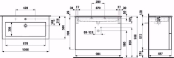 Bild von Laufen KARTELL BY LAUFEN - Komplettset 1000 mm, Waschtisch 'slim' mit Waschtischunterbau mit 2 Schubladen, inkl. Schubladen-Ordnungssystem, 1000 x 500 x 725, 1 Hahnloch 640, weiss matt, Art.Nr. : H8603376401041