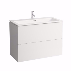 Bild von Laufen KARTELL BY LAUFEN - Komplettset 1000 mm, Waschtisch 'slim' mit Waschtischunterbau mit 2 Schubladen, inkl. Schubladen-Ordnungssystem, 1000 x 500 x 725, 1 Hahnloch 641, Kieselgrau matt, Art.Nr. : H8603376411041