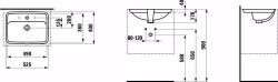 Bild von Laufen Pro S - Einbauwaschtisch von unten, mit Armaturenbank, geschliffen, 490 x 360 x 170, 400, LCC-weiss, ohne Hahnloch, Art.Nr. : H8119664001091