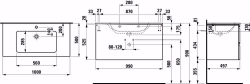 Bild von Laufen Pro S - Komplettset 1000 mm, Waschtisch 'slim' mit Waschtischunterbau 'Pro' mit 2 Schubladen, inkl. Schubladen-Ordnungssystem, 1000 x 500 x 545, 475, weiss hochglanz, 1 Hahnloch, Art.Nr. : H8619654751041