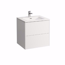 Bild von Laufen Pro S - Komplettset 600 mm, Waschtisch 'slim' mit Waschtischunterbau 'Base' mit 2 Schubladen, inkl. Schubladen-Ordnungssystem, 600 x 500 x 610, 260, weiss matt, 1 Hahnloch, Art.Nr. : H8649602601041