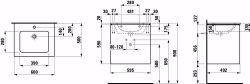 Bild von Laufen Pro S - Komplettset 600 mm, Waschtisch 'slim' mit Waschtischunterbau 'Base' mit 2 Schubladen, inkl. Schubladen-Ordnungssystem, 600 x 500 x 610, 262, ulme hell, 1 Hahnloch, Art.Nr. : H8649602621041