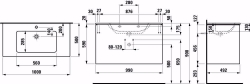 Bild von Laufen Pro S - Komplettset 1000 mm, Waschtisch 'slim' mit Waschtischunterbau 'Base' mit 2 Schubladen, inkl. Schubladen-Ordnungssystem, 1000 x 500 x 610, 260, weiss matt, 1 Hahnloch, Art.Nr. : H8649622601041