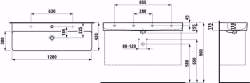 Bild von Laufen VAL - Doppelwaschtisch VAL 120X42 WEISS, 000 weiss, ohne Hahnloch, 1200 x 408 x 155, Art.Nr. : H8102890001091