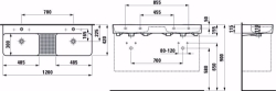 Bild von Laufen VAL - Doppelwaschtisch, mit Halbnasszone, 000 weiss, 1 Hahnloch, 1200 x 420 x 155, Art.Nr. : H8142820001041