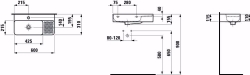 Bild von Laufen VAL - Waschtisch 'compact', mit Halbnasszone rechts, 757 weiss matt, 1 Hahnloch, 600 x 310 x 155, Art.Nr. : H8152857571041