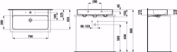 Bild von Laufen VAL - Aufsatz-Waschtisch, 400 LCC-weiss, 3 Hahnlöcher, 750 x 420 x 115, Art.Nr. : H8162854001081
