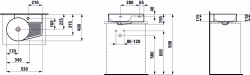 Bild von Laufen VAL - Aufsatz-Waschtisch, mit Halbnasszone bzw. Hahnlochbank, 000 weiss, 1 Hahnloch rechts, 530 x 400 x 155, Art.Nr. : H8162880001061