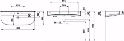 Bild von Laufen SONAR - Waschtisch SONAR 100X42 WS MATT, 757 weiss matt, 2 Hahnlöcher, 1000 x 420 x 145, Art.Nr. : H8103477571071