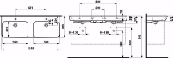 Bild von Laufen MODERNA R - Doppelwaschtisch unterbaufähig MODERNA R 124X46 WEISS, 000 weiss, 1 Hahnloch, 1240 x 465 x 165, Art.Nr. : H8145420001041