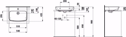 Bild von Laufen MODERNA R - Aufsatz-Waschtisch, 000 weiss, 1 Hahnloch/ohne Überlauf, 587 x 503 x 200, Art.Nr. : H8165430001111