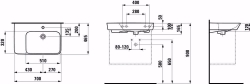 Bild von Laufen MODERNA R - Waschtisch unterbaufähig, Abstellfläche links, 000 weiss, ohne Hahnloch/ohne Überlauf, 787 x 200 x 496, Art.Nr. : H8175410001121