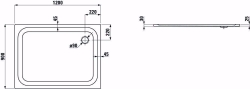 Bild von Laufen PLATINA - Duschwanne, rechteckig, Stahl emailliert (3,5 mm), extraflach (25 mm), 000 weiss, mit Schallschutz, 1200 x 900 x 25, Art.Nr. : H2150320000411