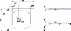 Bild von Laufen SOLUTIONS - Duschwanne, aus Verbundwerkstoff Marbond, superflach, quadratisch, auch für flächenbündigen Einbau geeignet, 035 sand, 1000 x 1000 x 40, Art.Nr. : H2154420350001