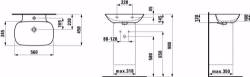 Bild von Laufen INO - Waschtisch INO 56X45 WS MATT, 757 weiss matt, 1 Hahnloch, 560 x 450 x 120, Art.Nr. : H8103027571041